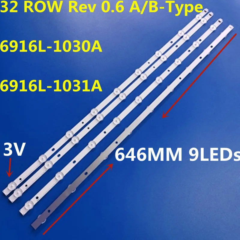 

Светодиодная лента 9 ламп для 32 ряда Rev 0,6 A/B-типа 6916L-1030A 6916L-1031A 32LM3400 32LS3400 32PFL3507 32PHG4900 LE32D1352 LE32H1461