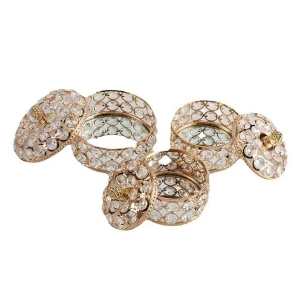 صندوق مجوهرات كريستال فاخر زجاج معكوسة قلادة مستديرة حلقة عرض حافظة ديكور محمولة صندوق تذكار