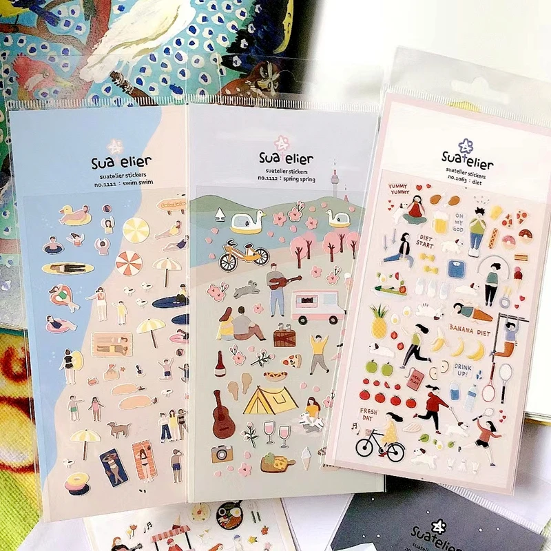 Suatelier Scrapbook-Aufkleber Korea Schreibwaren Junk Journal Tagebuch Deko-Sticker Scrapbooking-Zubehör DIY Fotoalbum-Dekoration – Detail 2