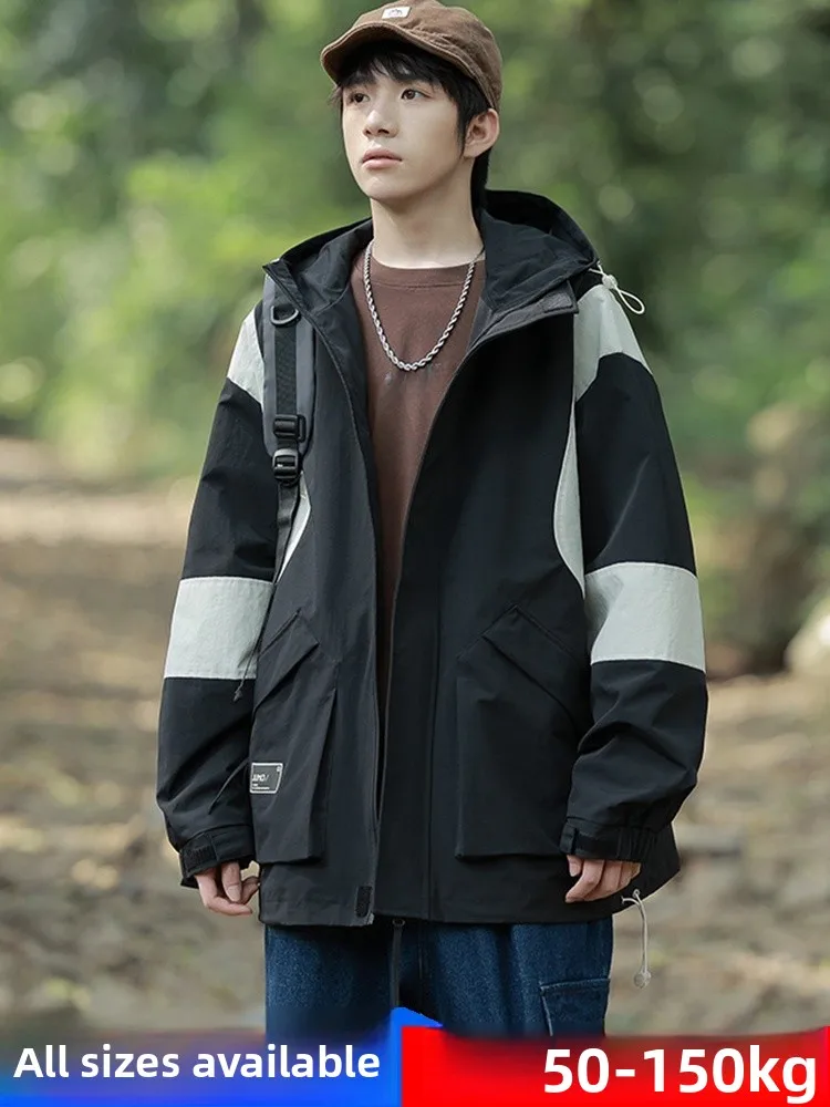 

Men's Fce Lined Jaet plus Size Winter Coat Trendy Ins Color Blo Oversize Polyester Youth ular Autumn Winter Coat