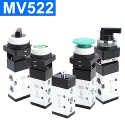 MV322 MV522R/PB/EB/TB Pneumatic Mechanical Valve 2 Position 5 Way Manual Valve Air Switch Control Valve Push Button Momentary