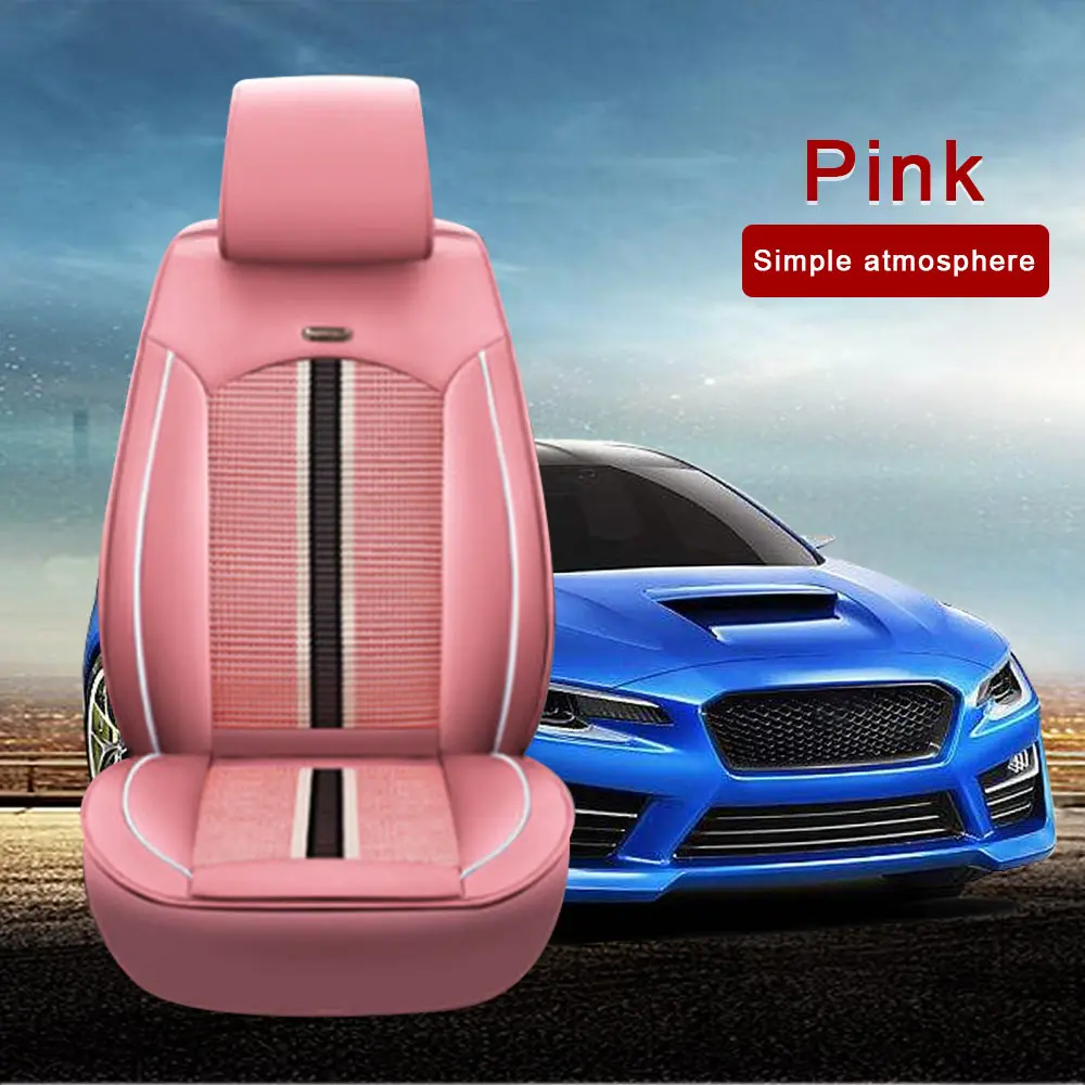 

Car Seat Covers Front 2 Seats Covers PU Leather Waterproof Comfortable Non-Slip Automotive Vehicle Cushion Cover Pink