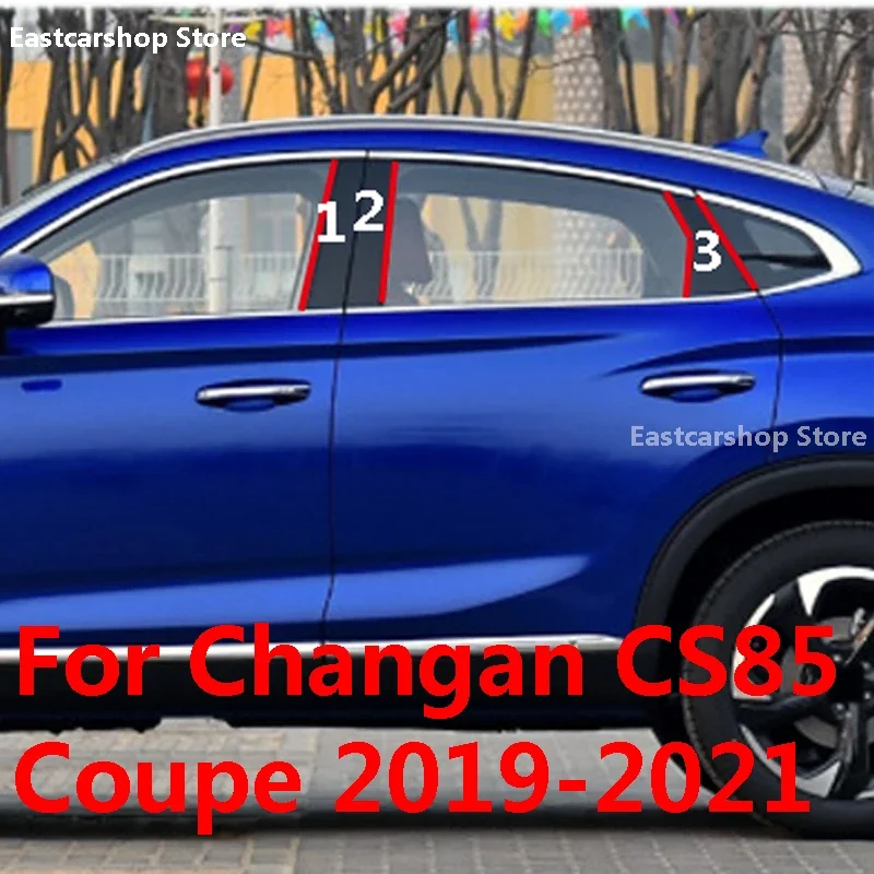 

For Changan CS85 Coupe 2021 2020 2019 Car Middle Column PC Window Trims Decoration B C Pillar Strip Sticker Cover Accessories