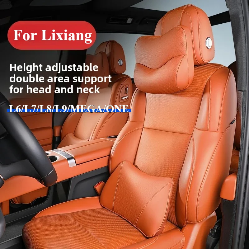 

For Lixiang L6 L7 L8 L9 One MEGA Car Neck Support Pillow Nappa Headrest Neck Cushion Ergonomic Leather Seat Backrest Accessories