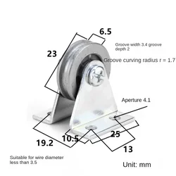 6*33*8mm Bracket Pulley Triangle Bracket L-shaped U-shaped Steel Wire Rope Groove Pulley Bearing Pulley Crossing Line