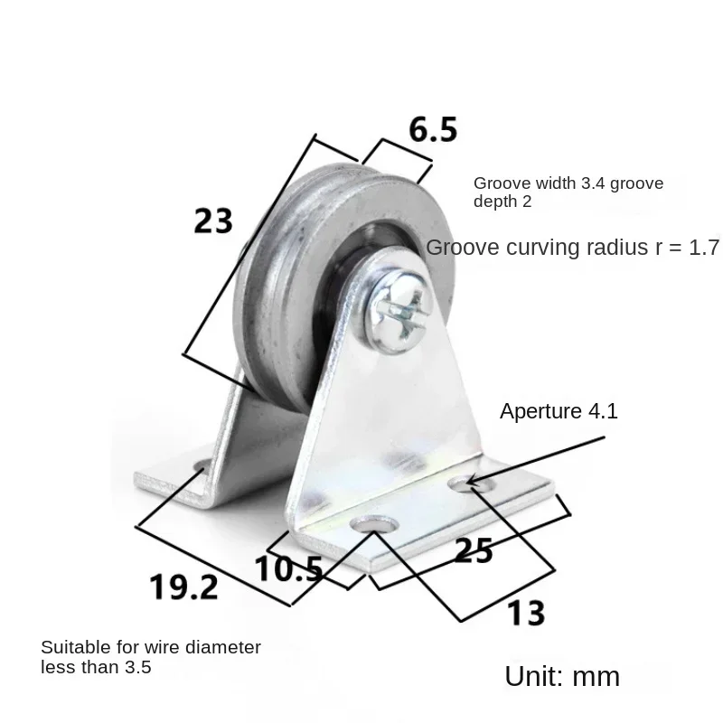 6*33*8mm Bracket Pulley Triangle Bracket L-shaped U-shaped Steel Wire Rope Groove Pulley Bearing Pulley Crossing Line