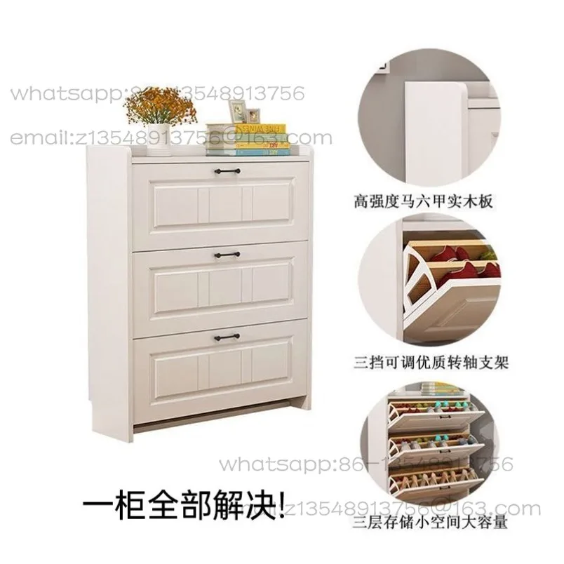 Modern simple solid wood tipping bucket shoe cabinet 17cm entrance at home door Large capacity storage Multi-layer shoe rack