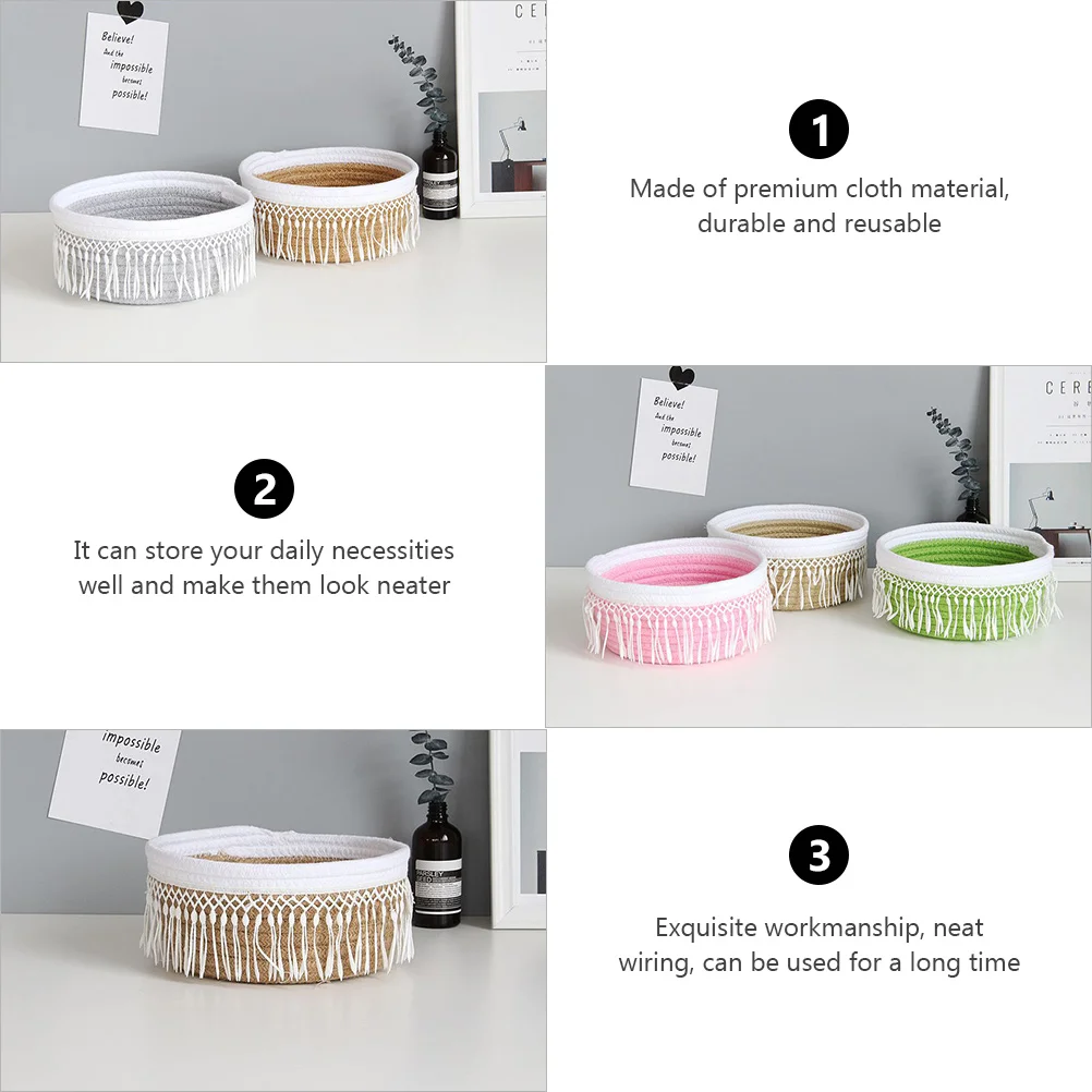 

Tassel Basket Cloth Reusable Nordic Design Home Storage Container Sundry ganizer Laundry Basket Household Storage