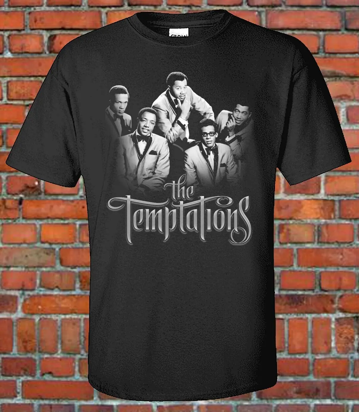 

The Temptations Classic R&B singer Graphic Black and White Image T-Shirt