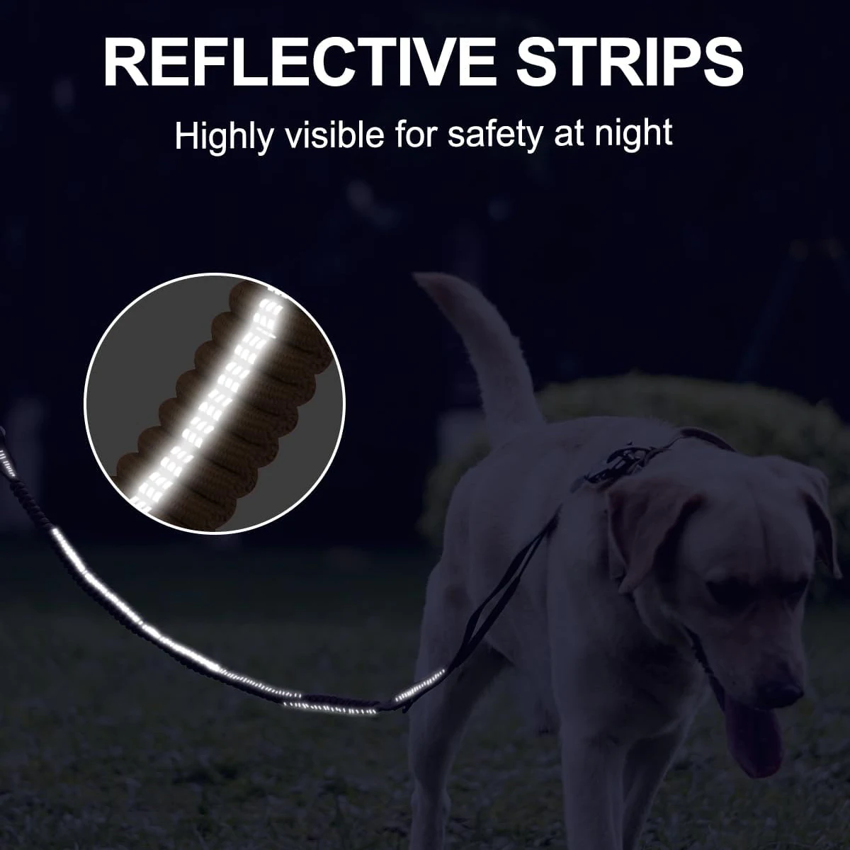 Heavy Duty Dog Leash for Large Dogs Shock Absorbing Bungee Tactical Dog Leash with 2 Padded Handle Strong No Pull Dog Leash
