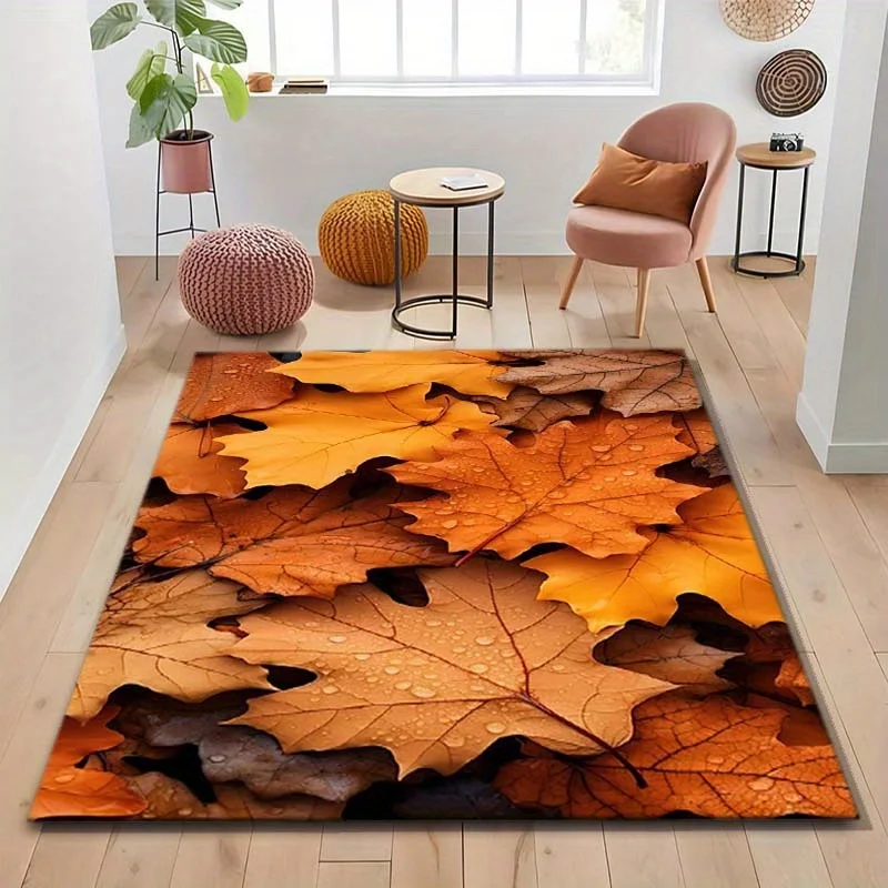 1pc Autumn Brown Maple Leaf Area Rug, Versatile Home Decor, Ideal Gift, Perfect for Bedroom Porch Indoor Corridor Dining Room