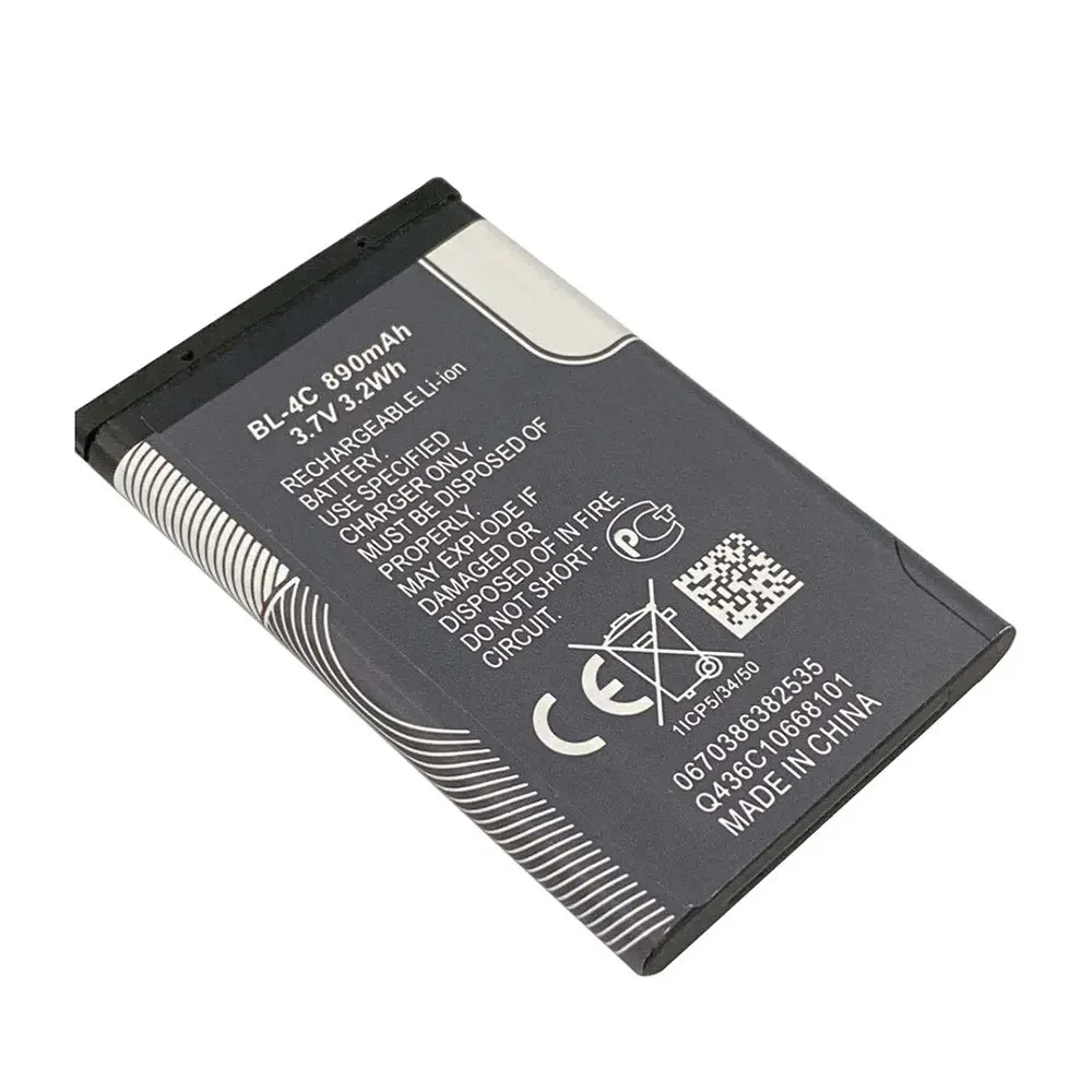 BL-4C 3.7V 890mAh Lithium Polymer Phone Rechargeable Battery For Nokia 6100 6120 6600 6210 2228 1265 6088 6301 Batteries BL4C