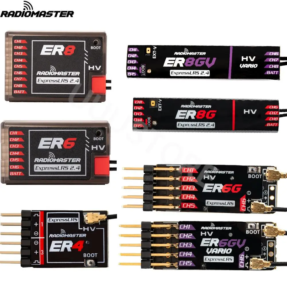 

Радиомастер PWM приемник ER4 4CH/ER6 ER6G ER6GV 2,4G 6CH/ER8 ER8G ER8GV 8CH CRSF ExpressLRS 2,4 ГГц 100 мВт для самолетов, лодок, автомобилей