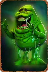 Slimer Ghostbusters Movie Poster Wall Decor Sign -  Metal Sign Wall Decor Sign,cave,bar,club,home Wall Art Metal Tin Sign Hallow