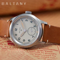 Baltany 2024 New VD78 Retro Military Men's Quartz Code Watch Luxury Sapphire Stainless Steel Case Leather Waterproof 20Bar Super