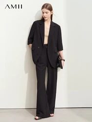 Amii Minimalism 2024 Summer New Commuter Fashion Loose Blazer High Waist Casual Solid Pants Women's Clothes Separately 12442201