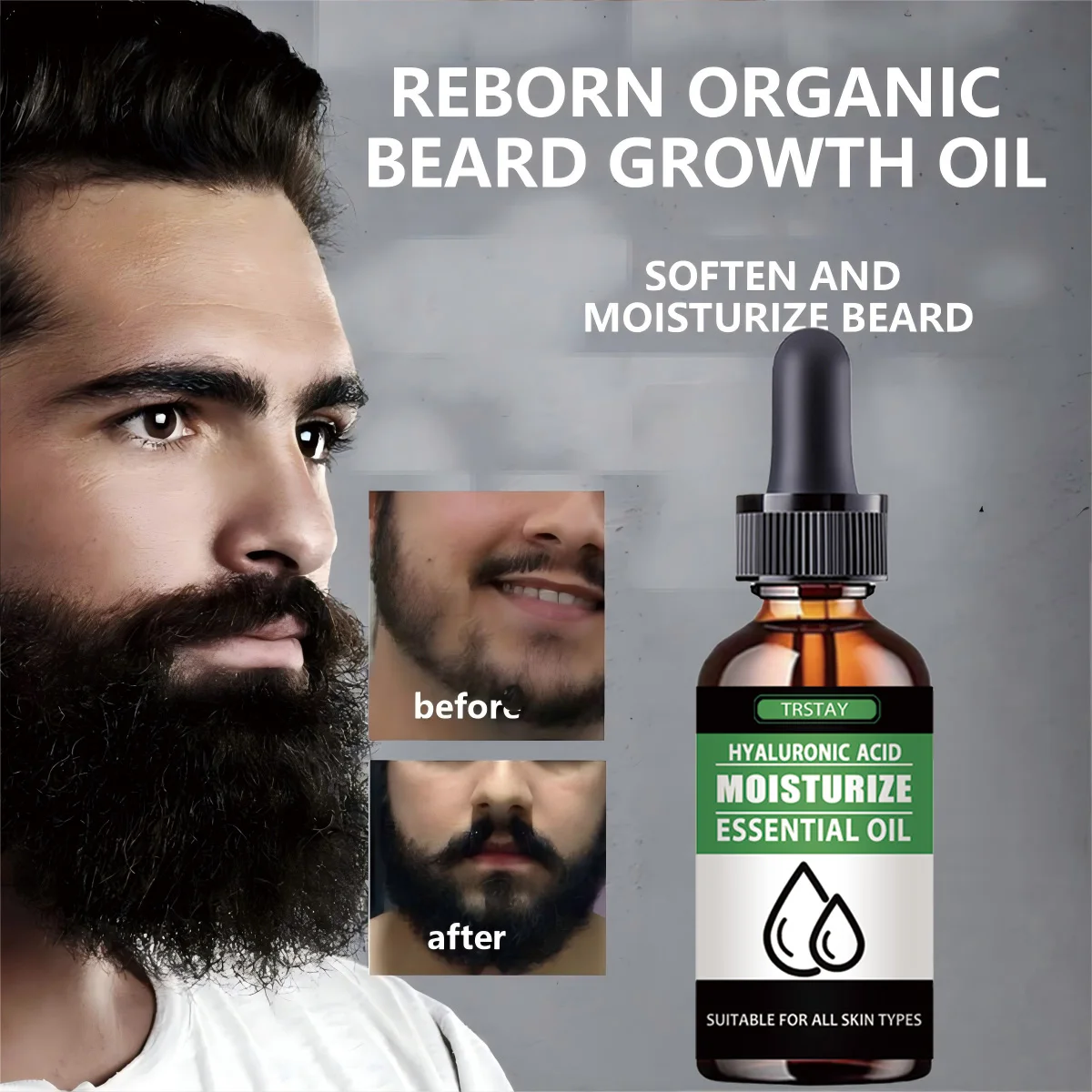

Men Beard Growth Roller Set Beard Growth Kit Men's Beard Growth Essence Nourishing Enhancer Beard Oil Spray Beard Care