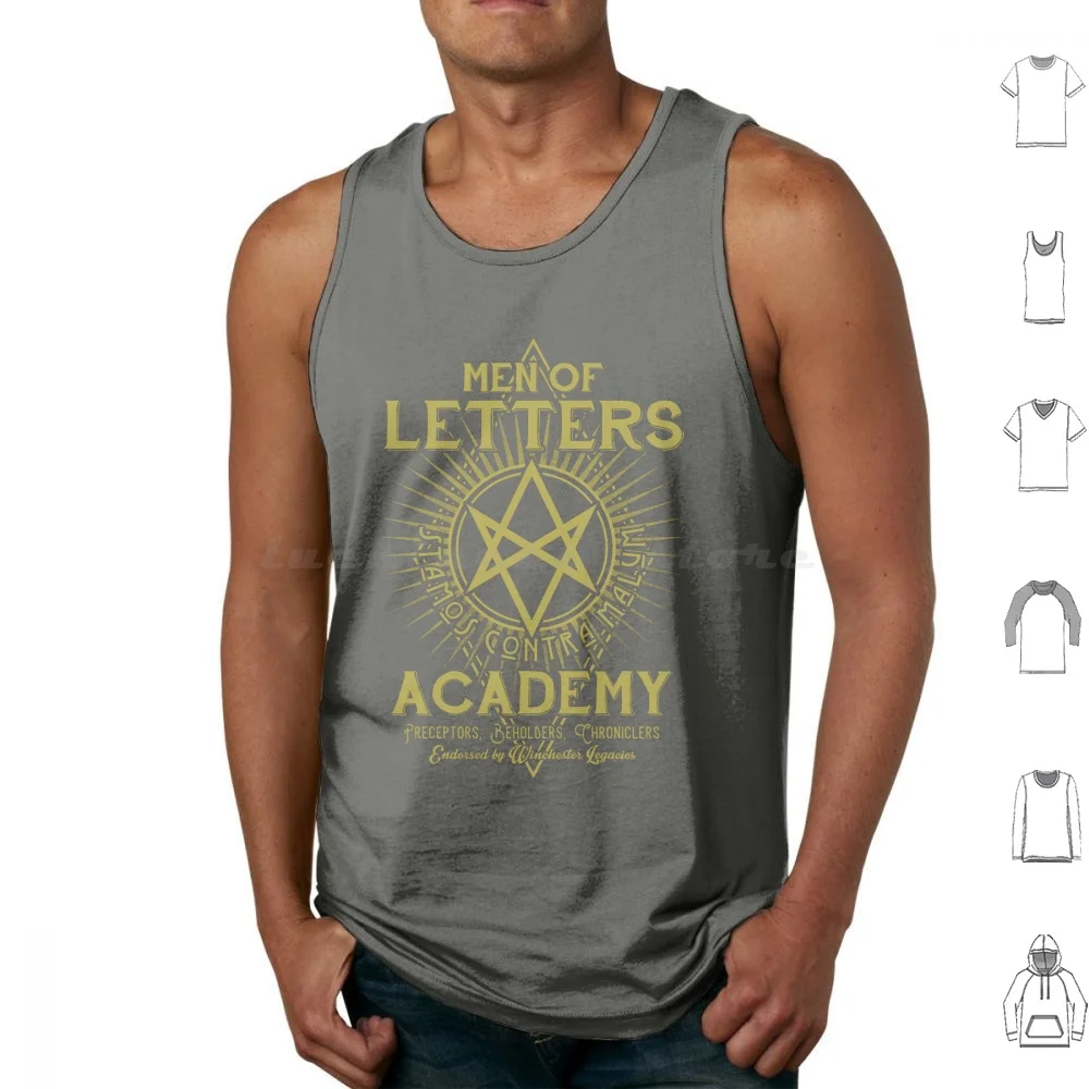 Men Of Letters Academy Tank Tops Print Cotton Supernatural Winchester Brothers Sam Dean Demons Men Of Letters Family