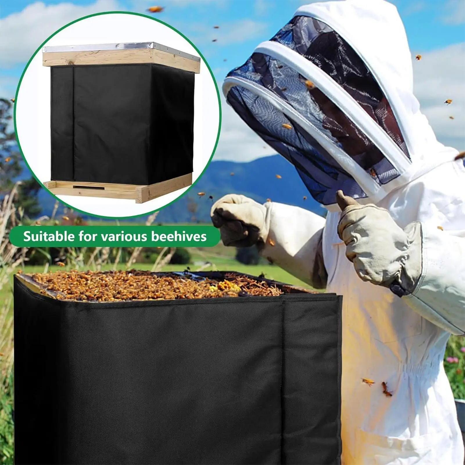 60x46cm Winter Bee Hive Wrap Waterproof Bee Hive Insulation Wrap Oxford Cloth Bee Hive Wrap Protective Bee Cover Bee Box
