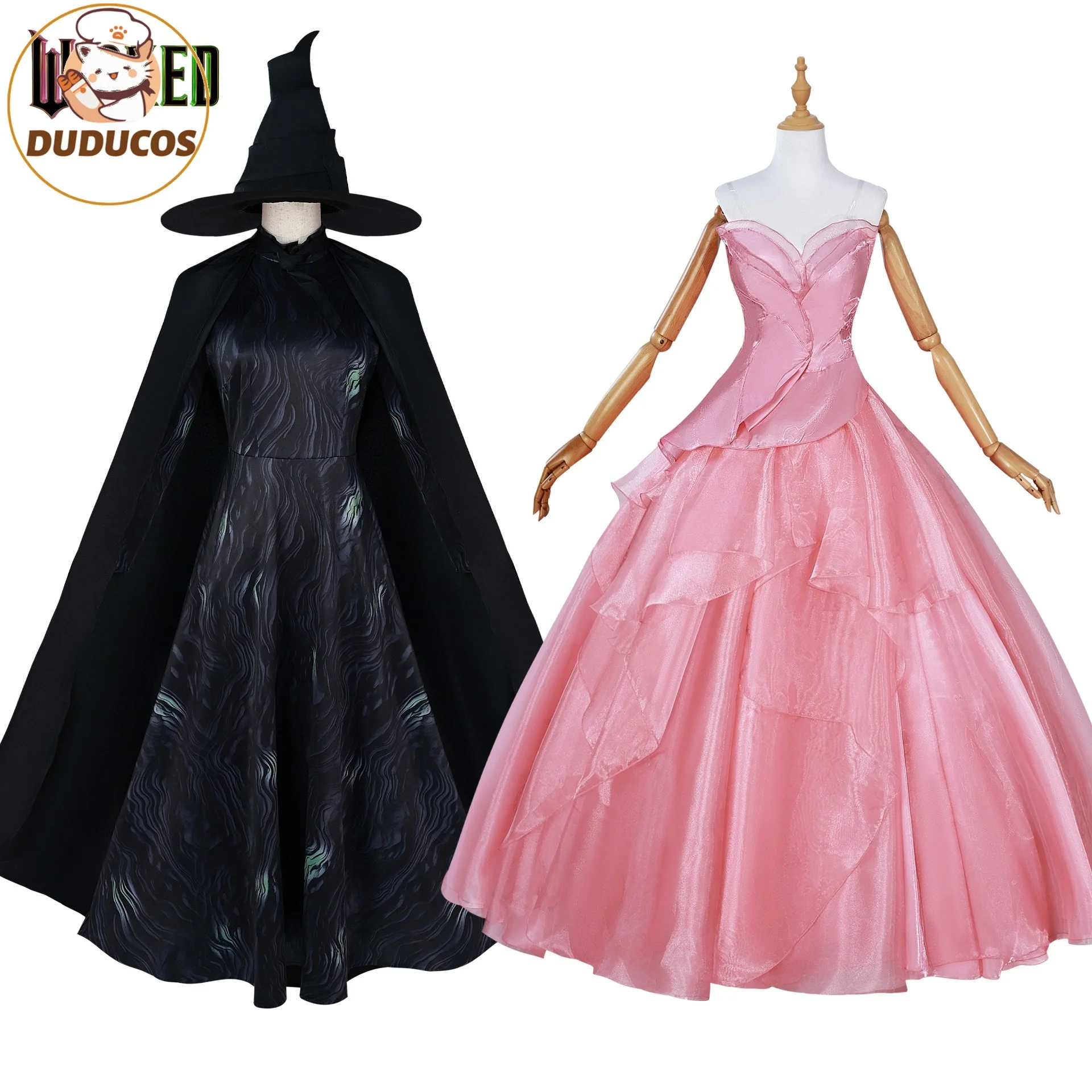 Wicked Glinda Elphaba Cosplay Costume Glinda Pink Princess Dress Witch Costume For Woman Girl Party Cosplay Full Set