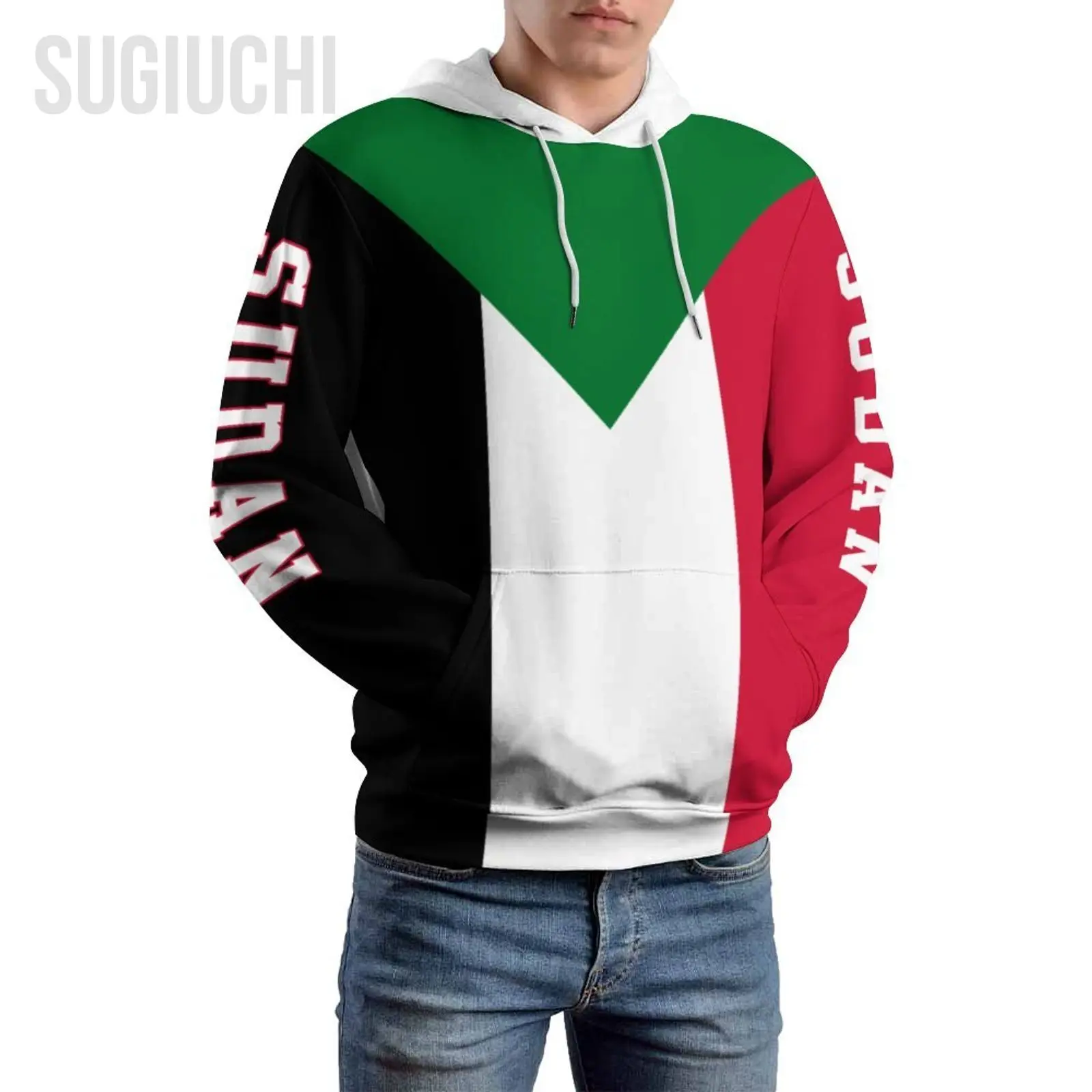 للجنسين 3D هوديي علم السودان الرجال النساء البوليستر المتناثرة البلوز البلوز هوديس عارضة بارد #1