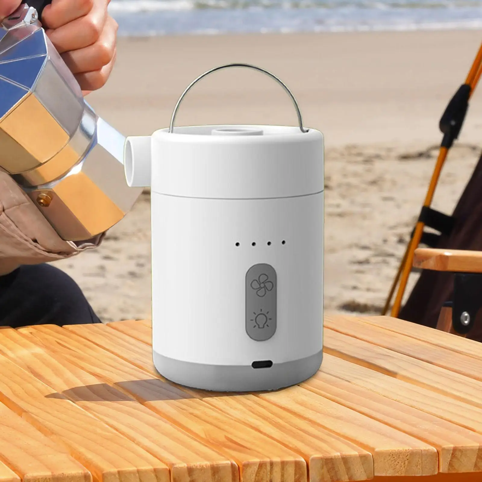 Compact Electric Air Pump for Inflatable Toys Mattress Paddle Board Storage Bag Camping Light with USB