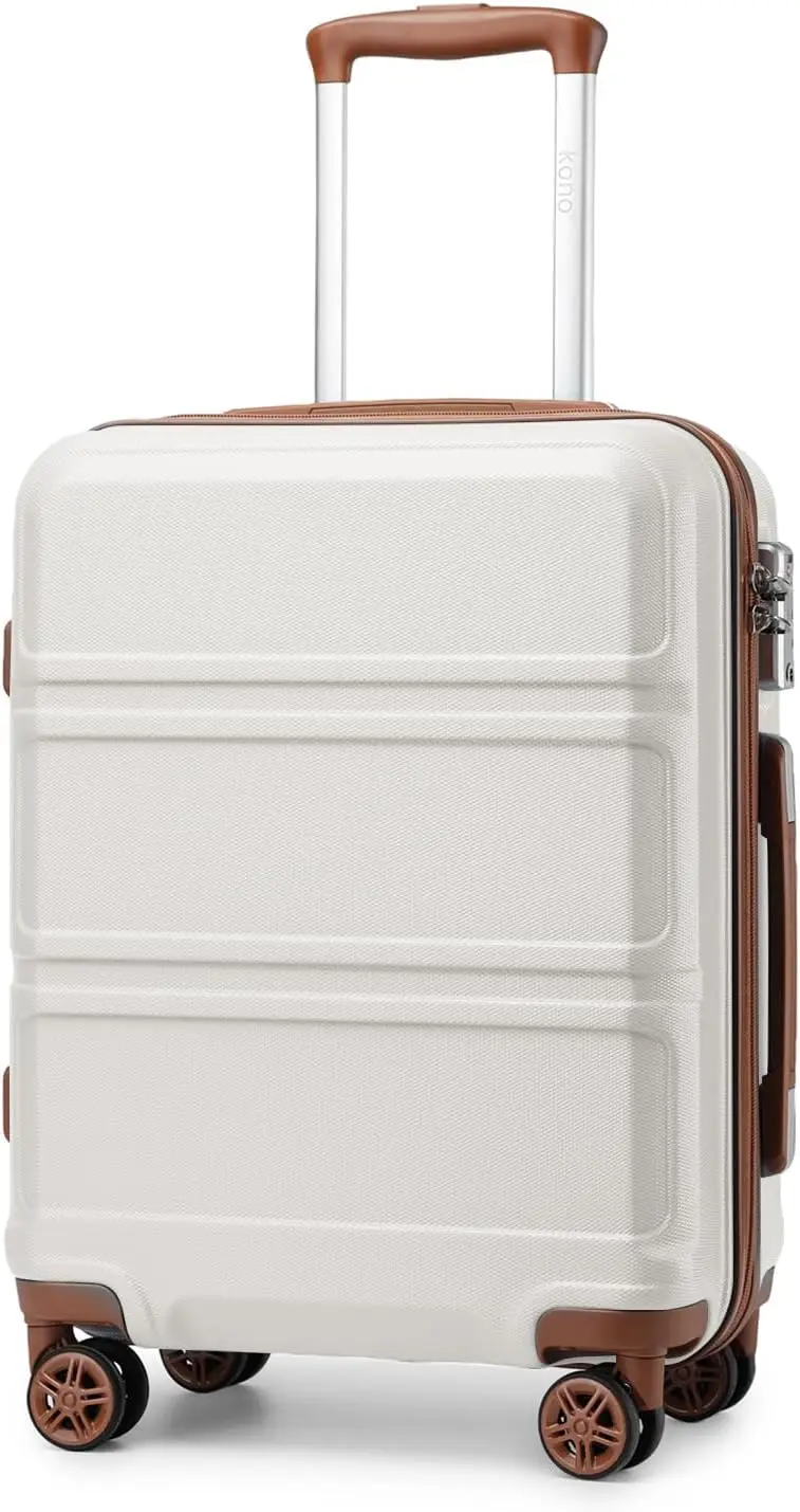 

Легкий чемодан-спиннер 20 дюймов с жестким корпусом, на колесиках и с замком TSA, белый, маленький размер