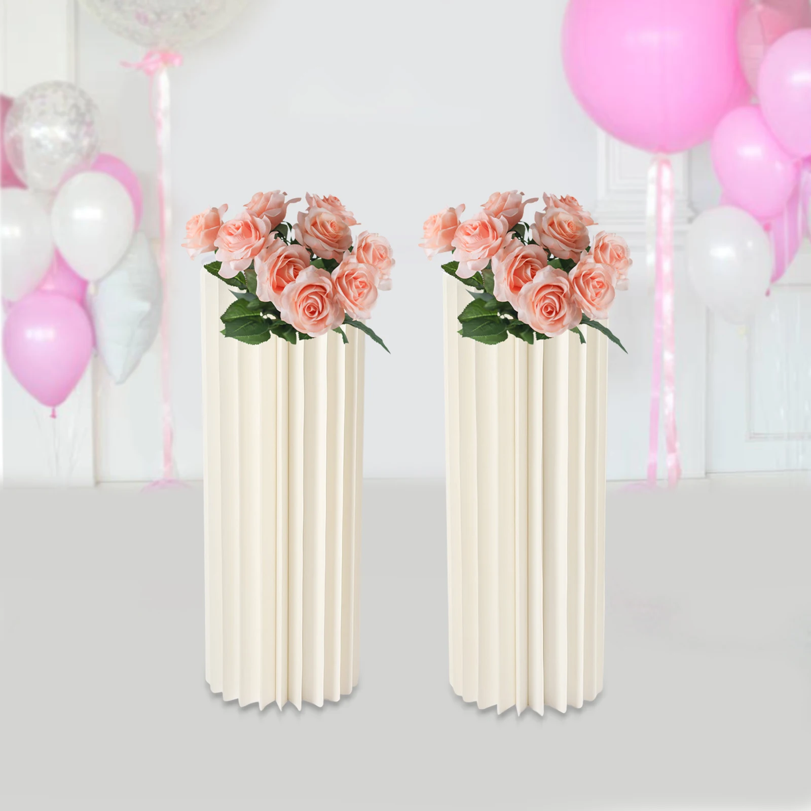 2 Pack 80cmPVC Cardboard Flower Rack Height (42 Sheets) Foldable Display Stand Banquet Guide Frame