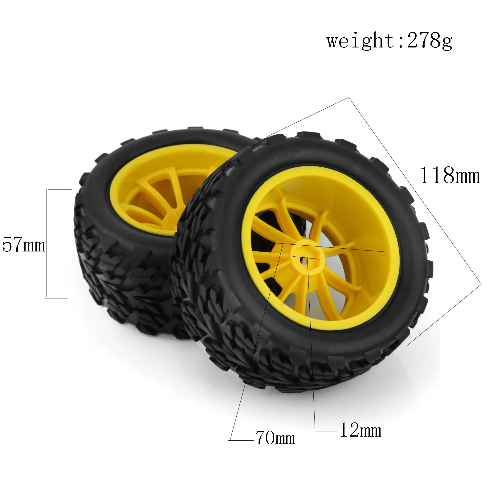 4pcs 125mm Rubber 1/10 RC Monster Truck Tires and Wheel Rims 12mm Hex With Nylon 4mm Lock Nuts For Trxs Himoto HSP HPI Redcat