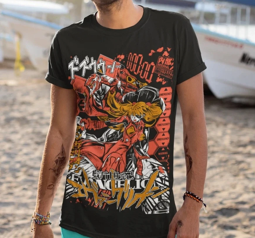 Heiß begehrtes Sommer-Mode-Retro-T-Shirt mit 3D-Druck „New Century Gospel Warrior Asuka“ – Outdoor-Hip-Hop-Street-T-Shirt in Übergröße
