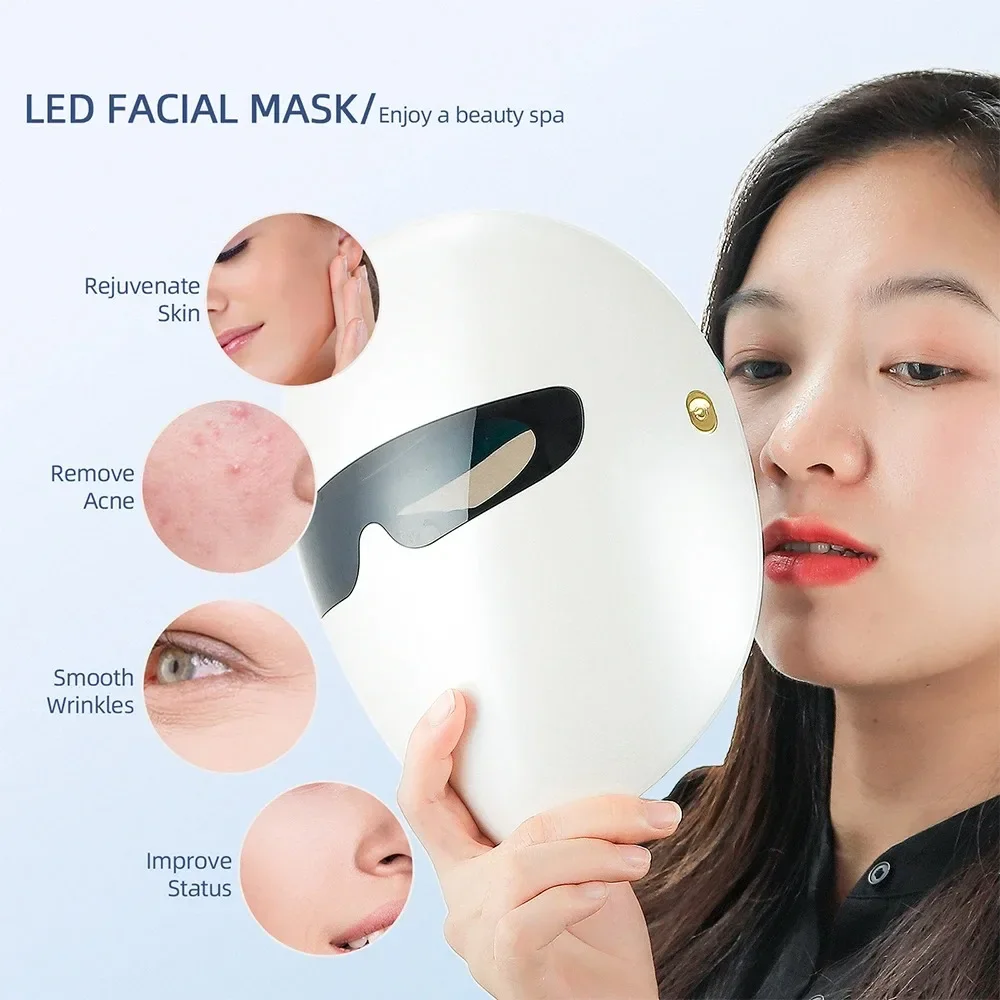 Mascarilla Facial Led para el cuidado de la piel, máscara Facial antienvejecimiento con luz de fototerapia de 7 colores, recargable, Lifting, blanqueamiento, dispositivo de belleza, 2024