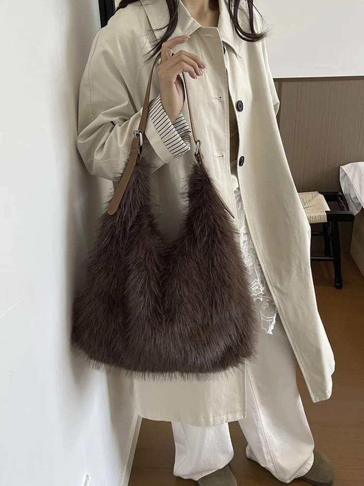 autumn-winter-new-faux-fur-shoulder-bag-european-american-simple-leisure-fashion-vintage-plush-women's-bucket-tote-bags