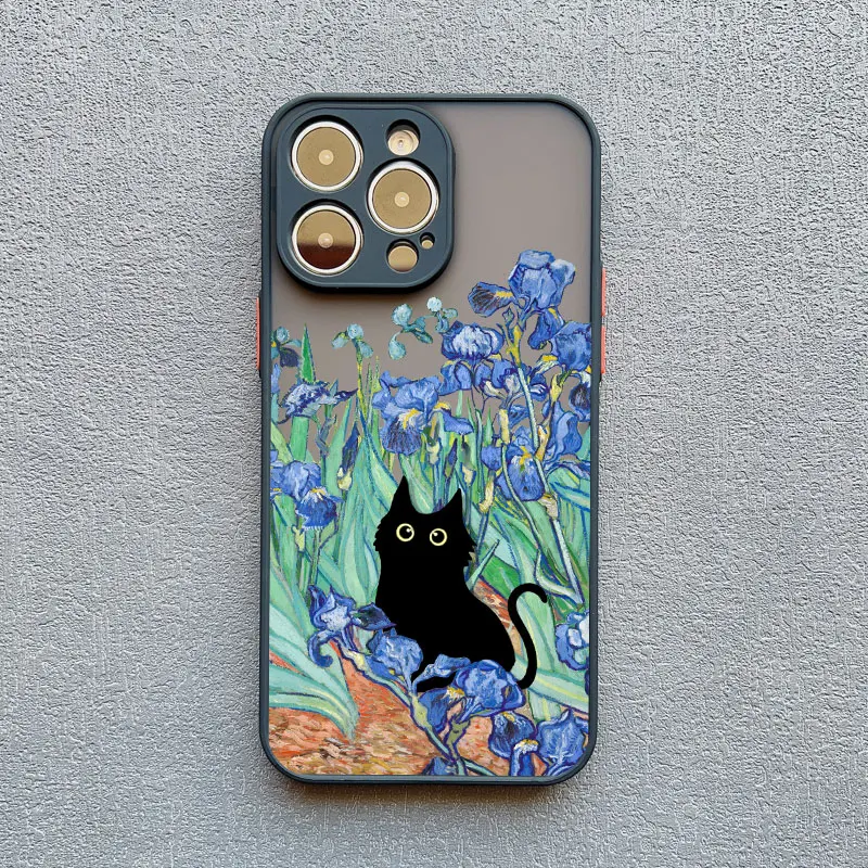 Retro Ölgemälde Van-Gogh Katze Handyhülle für iPhone 17 15 13 12 11 Pro Max Mini 16 14 Pro Max 15 Plus X XS XR stoßfeste Hülle – Detail 7