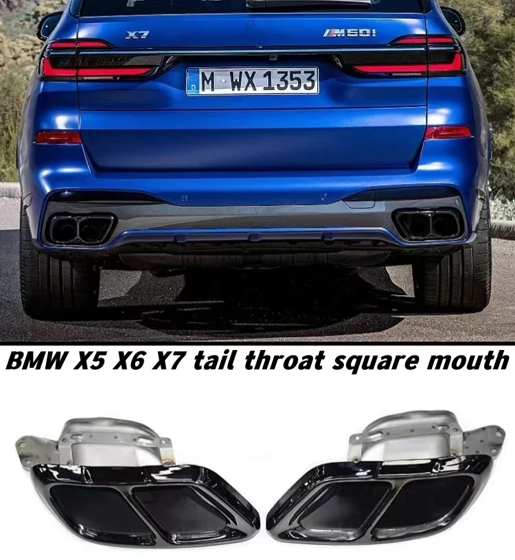 1 Pair Chrome Black Exhaust Muffler Tips Set End Pipe Trim Fit for BMW X5 X6 X7 G05 G06 G07 M Sport 2019-2023