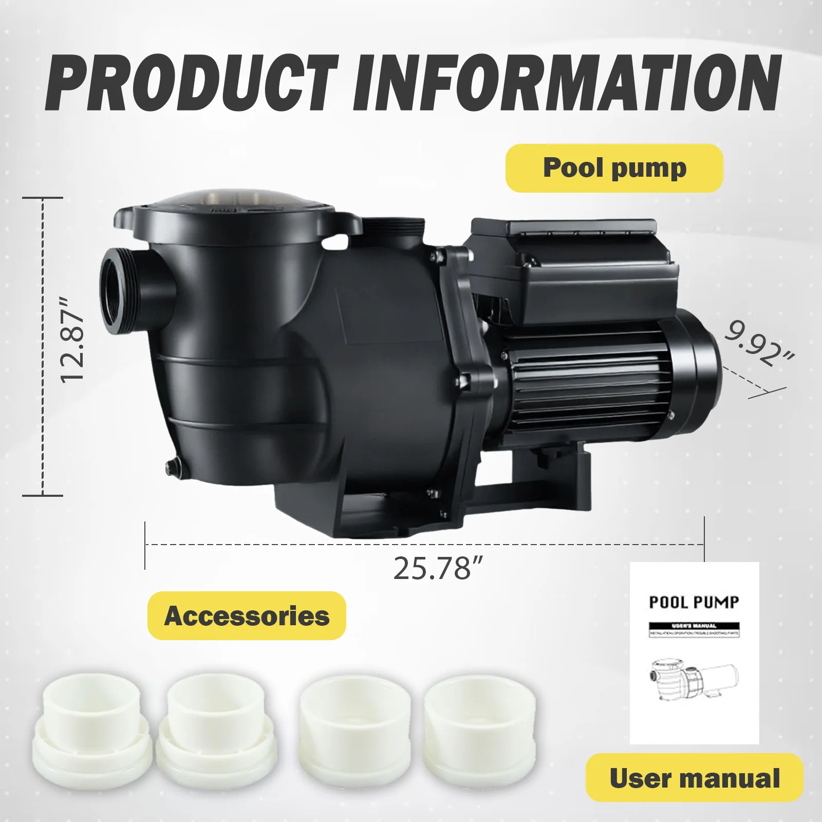 Energy Efficient 2.5HP Programmable Full Inverter Pool Water Pump Variable Speed Swimming Pool Pump for In/above-ground Pool