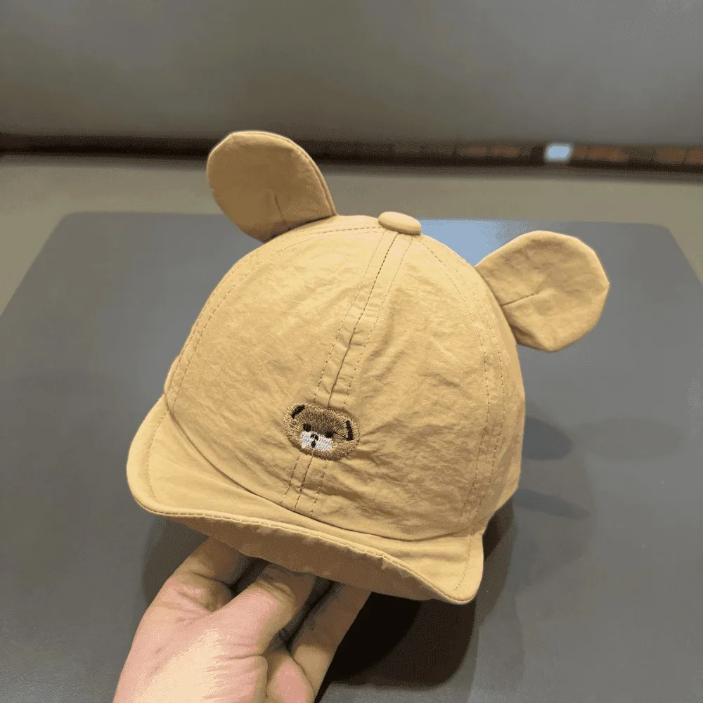 Kawaii Little Bear Embroidery Baseball Hat Quick Drying Soft Brim Sun Hat Ears Decoration Thin Breathable Sunshade Hat Summer