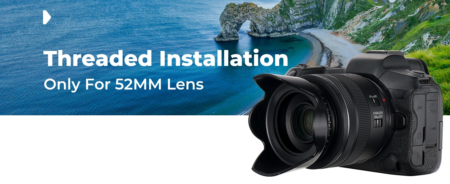 K&F CONCEPT Tulpenförmige Gegenlichtblende 52/58/67mm Schraubbare Universelle Gegenlichtblende mit Reinigungstuch für Canon Sony Kameras – Detail 2