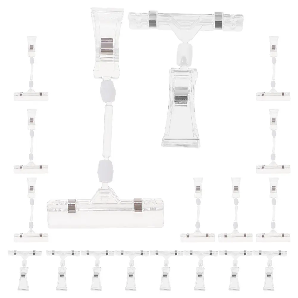 50Pcs Clear Rotatable Merchandise Clips Double Sided Display Price Tag Holders Retail Sign Holders for Supermarket