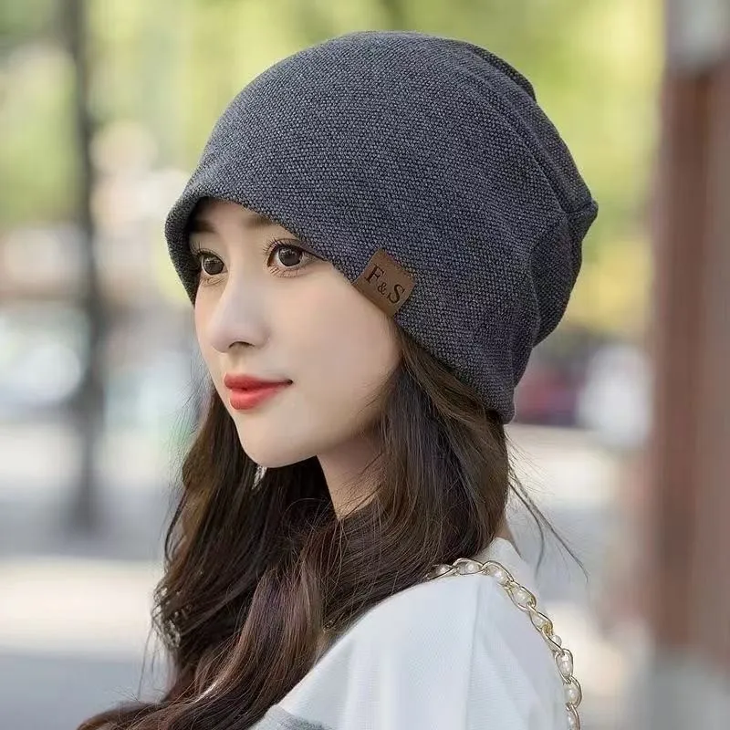 Women's Spring and Autumn Lazy Style Casual Thin Ear Protector Head Knitted Hat  INS Trendy Brand Versatile Stacking Hat