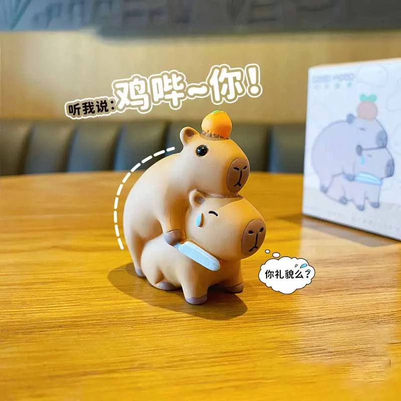 Creative Simulation Capybara Series Toy Model Cartoon Cute Animal Capybara Desktop Decorative Ornaments Resin Crafts