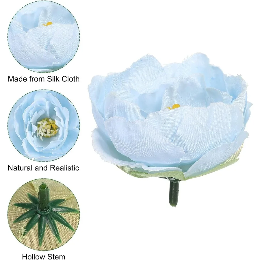 زهرة اصطناعية رئيس 15 قطعة رؤساء الزهور وهمية السائبة الحرير الفاوانيا رؤساء محاكاة زهرة ل باقات اكاليل الزفاف ديكور Lig