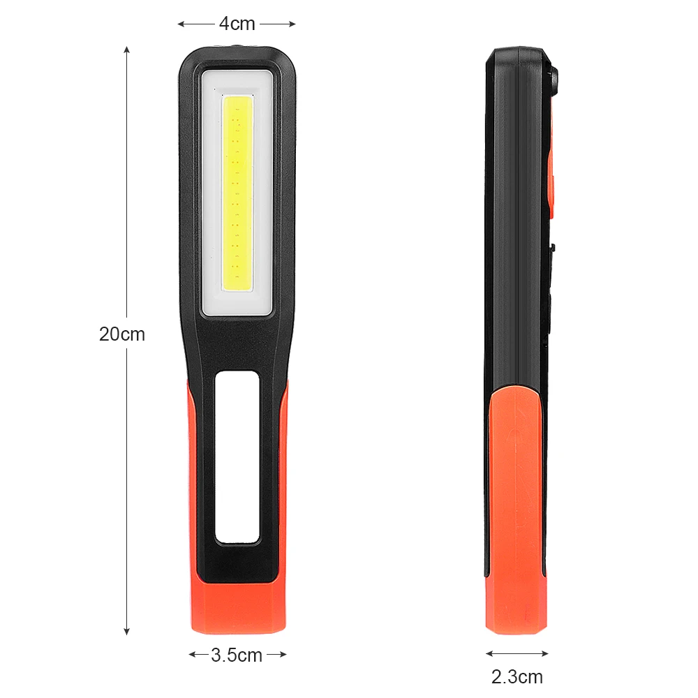 COB LED Working Light 3 Mode Inspection Lamp USB Charging Magnetic Flashlight Swivel Hook Hanging For Car Repairing With Battery