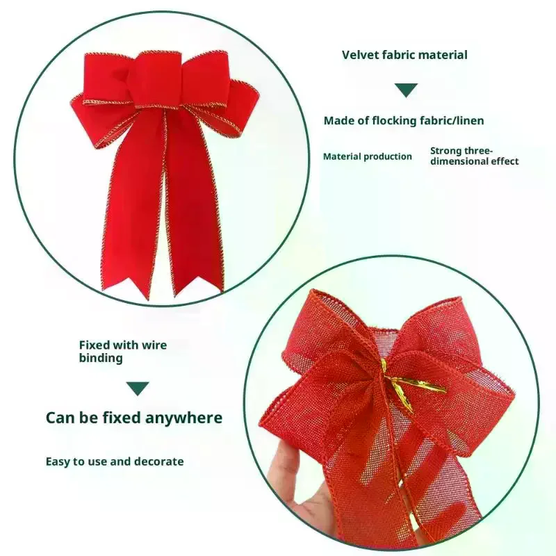 

Red Christmas Ribbon Bows Hanging Decorations Bowknot Gift Christmas Tree Ornaments Xmas Party Decor New Year