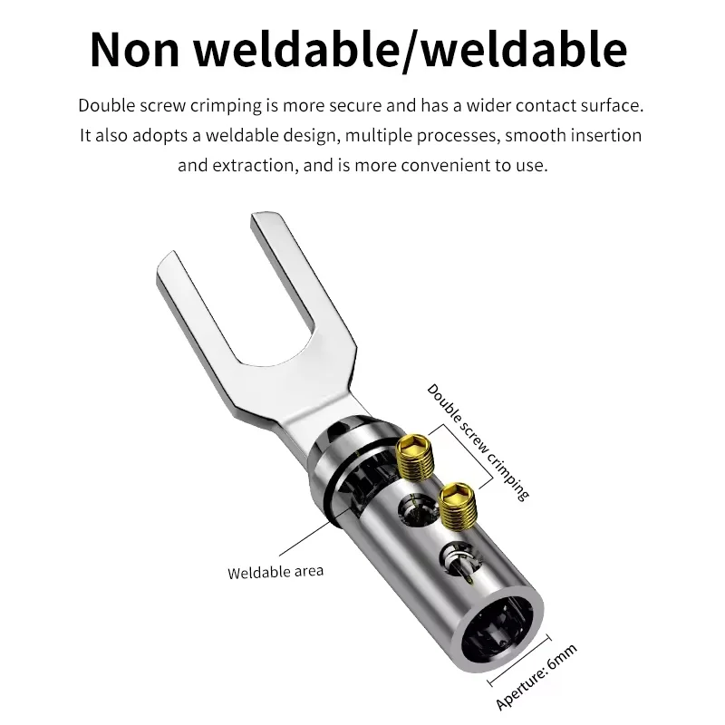 Banana Plug U Y Fork Spade Zero Magnetic Plug Bananas Connector Gold Silver Copper Terminal Audio Jack With Screw Amplifier