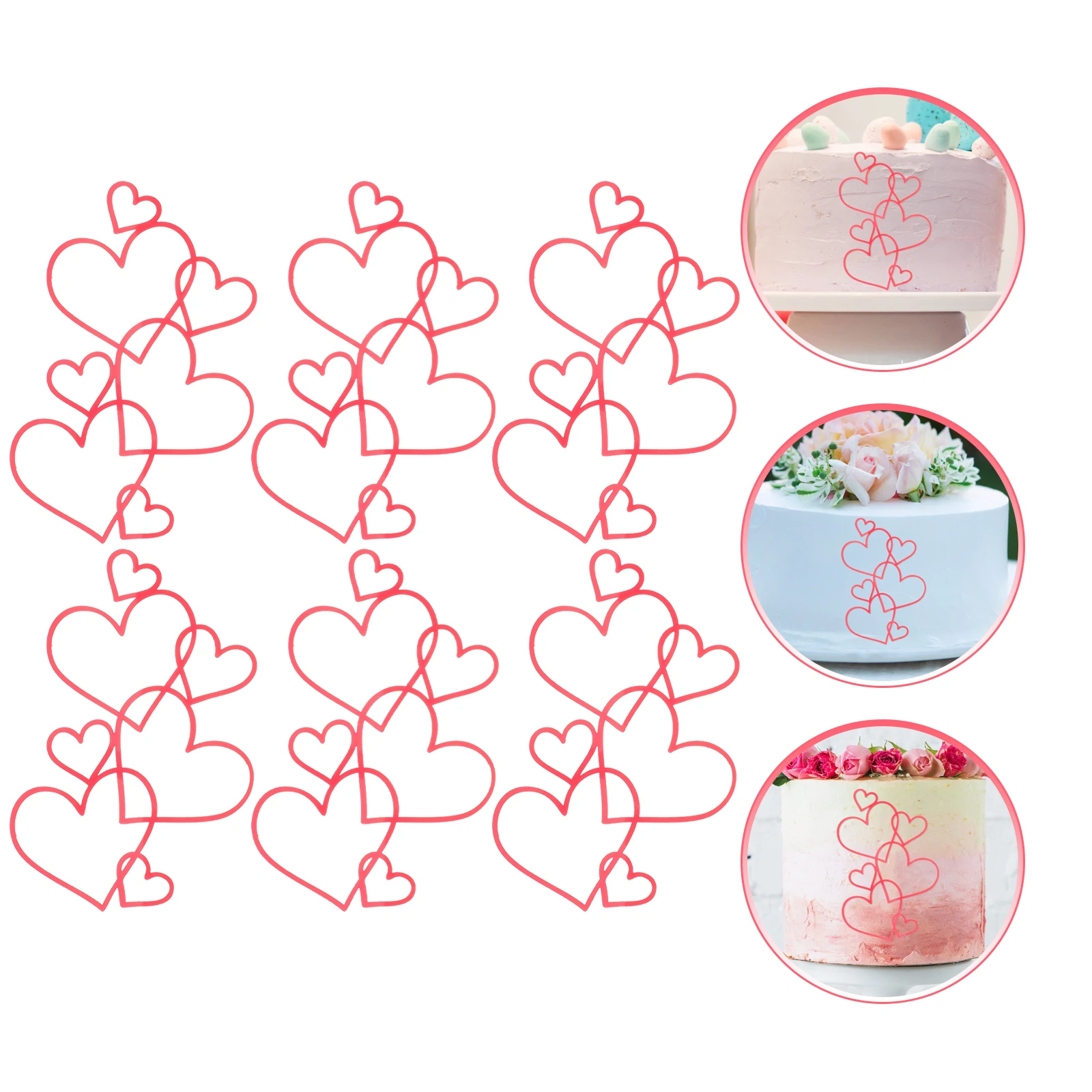 

6 Pcs Heart Cake Decoration Ornament Topper Decorations Birthday Valentine Acrylic Valentines Valentine's Toppers