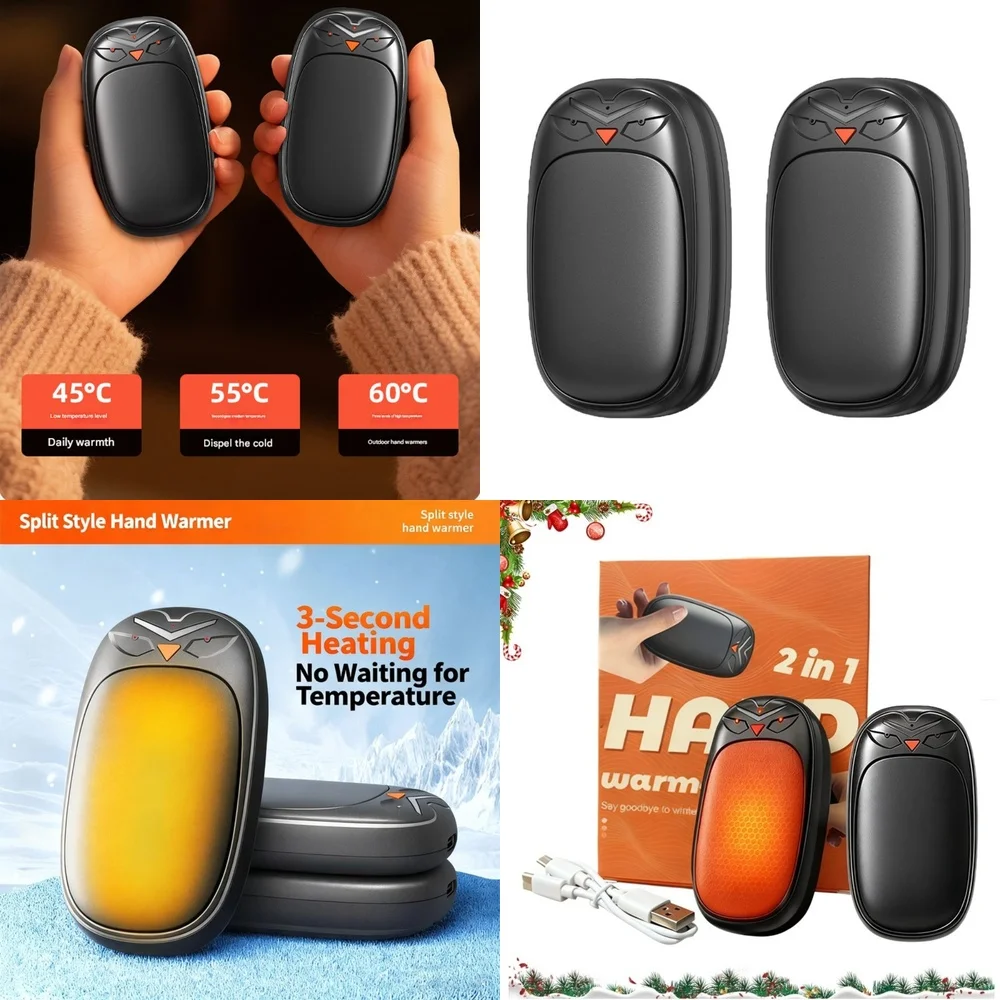 

USB Rechargeable Hand Warmers 2 Pack Portable Electric Hand Heater for Outdoor Winter Travel Camping Hiking Gift