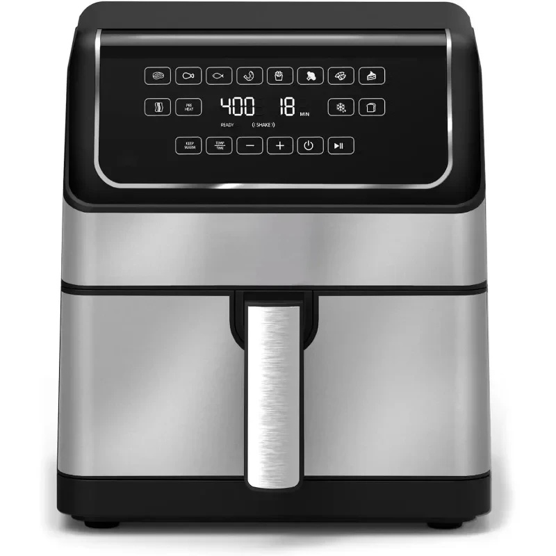 

Цифровая фритюрница 8 qt, большая антипригарная корзина для приготовления пищи семейного размера и лоток для пробивания, несколько предустановленных функций