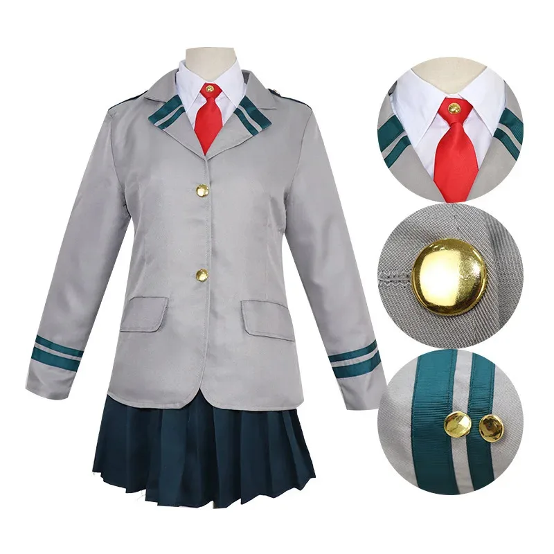 My Hero Academia Midoriya Izuku Cosplay Costume Boku No Hero Academia OCHACO URARAKA AsuiTsuyu Summer School Uniform WIG