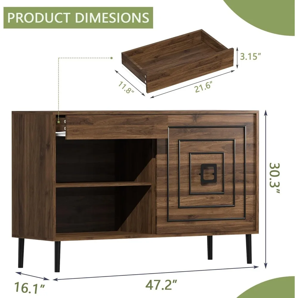 Exquisite Sideboard Buffet Cabinet with Storage, Accent Storage Entryway Table, Large Wood Accent Coffee Bar with Drawers and Sh