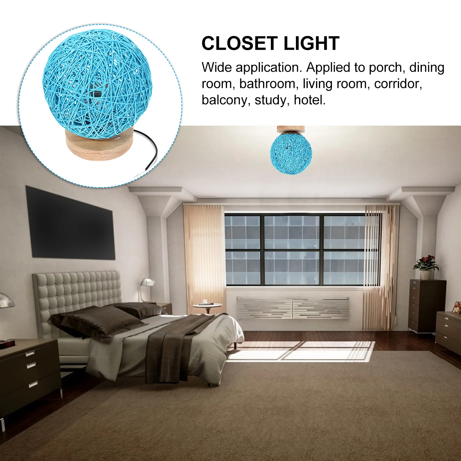 

Ceiling Light Mount for Bedroom Balcony Corridor Hemp Ball Wooden Rattan Interior Lights Home Lighting Fixture